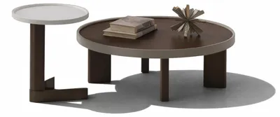 Image de Ensemble de tables de salon : table basse ronde et table d'appoint (2 pièces)
