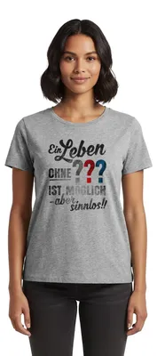Produktbild von Spreadshirt Die Drei Fragezeichen Spruch Frauen Premium T-Shirt, 4XL, Grau meliert