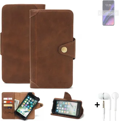 Produktbild von K-S-Trade Handyhülle + Kopfhörer für Doogee X95 Schutz Hülle Walletcase Bookstyle Tasche Case Handytasche Wallet Flipcase Cover PolyurethanBraun (1x)