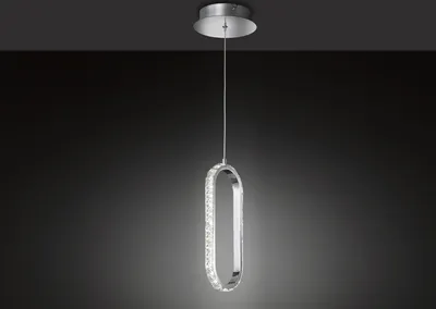 Produktbild von Wofi LED Pendelleuchte Harley Chrom 12W 1100lm warmweiß 3200K Kristalloptik kürzbar 3-Stufen-Dimmbar