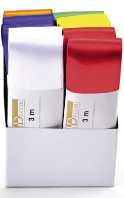 Produktbild von Goldina® 1172040991503 Doppelsatinband - 40 mm x 3 m, farbig sortiert