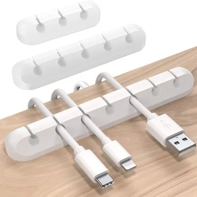 Produktbild von Kabelhalter für 3/5/7 Kabels - Selbstklebende Kabelhalter - Büro Organizer - USB-Kabel-Organizer - Weiß - 3 Stück
