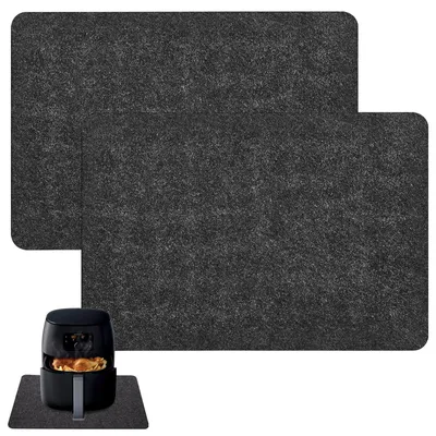Hitzebeständige Filzmatte 44x30 cm, 2 Stück, Antirutsch, schwarz