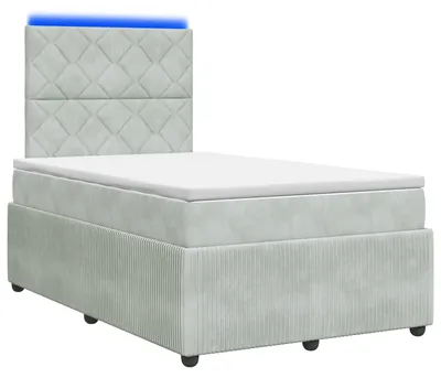 Immagine prodotto di Letto boxspring LED con materasso Grigio chiaro 120 x 190 cm Velluto