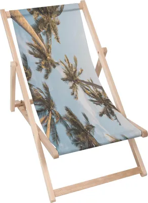 Produktbild von Dreamroots Liegestuhl klappbar Holz, Buchenholz bis zu 130 kg, Sonnenliege klappbar mit 3-stufiger Neigungsregulierung der Rückenlehne, Palm Sky