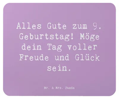 Produktbild von Mr. & Mrs. Panda Mouse Pad Spruch 9. Geburtstag Freude - Lavendeltraum - Geschenk, pc mauspad, Geburtstagsparty, Geburtstagsgeschenk, mousematte, Happy Birthday, Mousepad