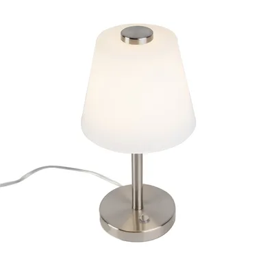 Produktbild von Trio Leuchten - Modern Design Tischlampe Stahl I Silber I nickel matt dimmbar inkl. LED - Regno Touch-funktion Dimmer I Dimmbar I Wohnzimmer I Schlafzimmer I Nachttischleuchte - Stahl Rund - I (nicht