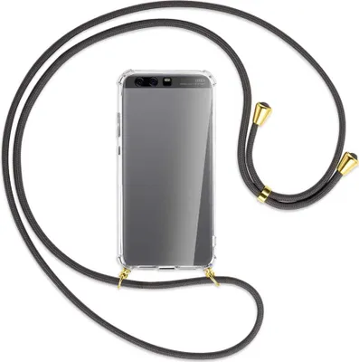 Produktbild von Handykette Backcover-Schutzhülle mit Band (Metall goldfarben) für Huawei P10 Plus - dunkelgrau