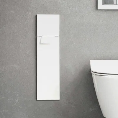 Produktbild von ASIS Pure Unterputz-Schrankmodul für die Klobürstengarnitur, Badezimmerschrank mit Toilettenpapierhalter, Hochschrank mit "Push to Open"-Funktion, Anschlag rechts, Weiß matt
