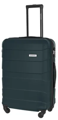 Imagen del producto de Maleta verde, fabricada en ABS, de tamaño L, con candado numérico, ideal para viajes en avión