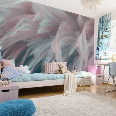 Produktbild von Muralo XXL Vlies FOTOTAPETE Wand Bunte Federn 3D Effekt Dekor (B) 416 cm x (H) 254 cm Tapete Wandtapete WOHNZIMMER SCHLAFZIMMER 4703