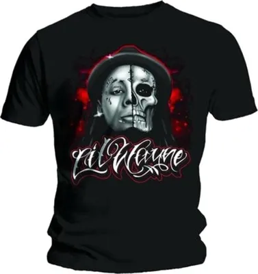 Produktbild von Lil Wayne Skull Sketch T-Shirt mit kurzen Ärmeln Black M