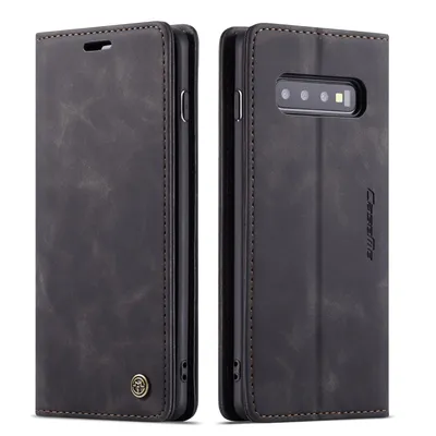 Obrázek produktu pro Galaxy S10 Pouzdro, RetroPolyuretanKožené Pouzdro, Kapsy na Karty, Magnetické Uzavírání, Pouzdro s Funkcí Stojánku pro Samsung Galaxy S10 černé