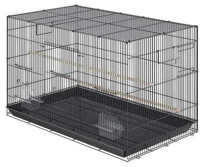 Image de Cage pour oiseaux, design portable, porte sécurisée, blanche
