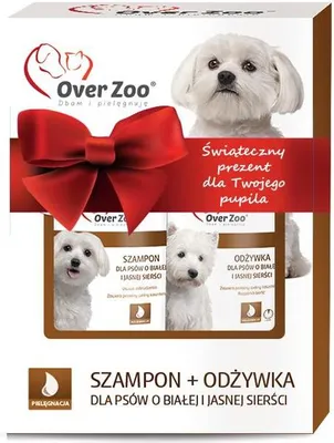 Produktbild von OVERZOO Zweierpack für Hunde mit weißem und hellem Haar, Shampoo 250 ml + Spülung 240 ml