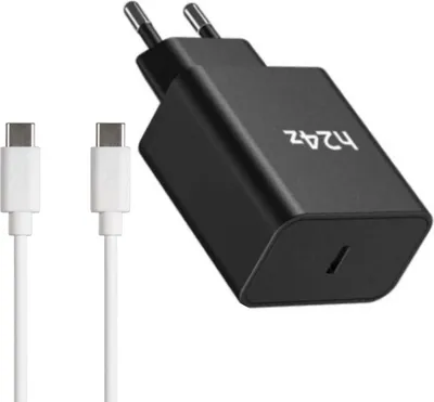 Produktbild von USB C Ladegerät USB-Netzteil Schnellladegerät Handy-Ladegerät 45Watt USB-C mit Kabel – Schwarz / Typ C 2 Meter