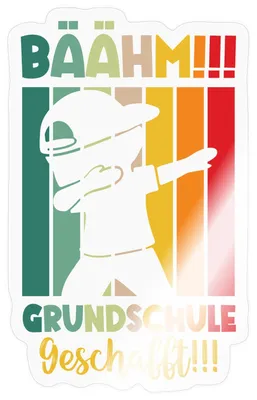Produktbild von Spreadshirt Bäähm Grundschule Geschafft Sticker Aufkleber, 10 x 10 cm, Transparent glänzend