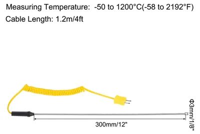 Produktbild von K Typ Oberfl?che Thermoelement Sonde 3x300mm Handheld Nadel Spitze Temperaturfš¹hler -50 bis 1200¡ãC(-58 bis 2192¡ãF)