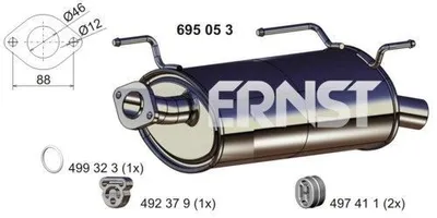 Produktbild von ERNST 695053 Endschalldämpfer für NISSAN ALMERA TINO (V10) Auspuff