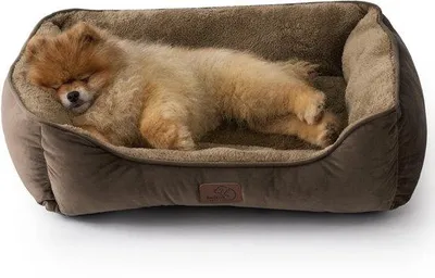 Image de Panier pour grands chats, lavable, 63,5 x 53 cm, panier carré aux bords rembourrés, marron