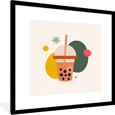 Produktbild von MuchoWow® Gerahmtes Poster Sommer - Getränk - Abstrakt 40x40 cm - Poster mit Schwarzem Bilderrahmen Wandposter Rahmen Foto Bilder - Poster - Plakat im Rahmen