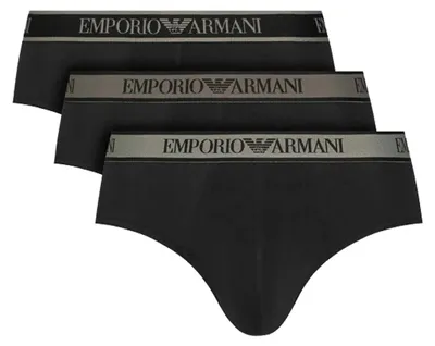 Produktbild von EMPORIO ARMANI Herren Briefs Slips Core Logoband Stretch Baumwolle im Multipack XL Black/Black/Black