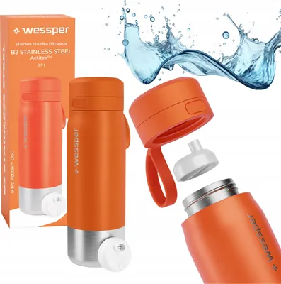 Image de Gourde Wessper 700ml, bouchon filtre à eau en acier inoxydable sans BPA, orange