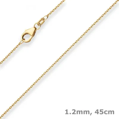 Produktbild von 1,2mm Ankerkette flach Goldkette Collier Halskette aus 375 Gold Gelbgold 45cm