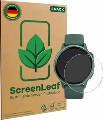Produktbild von 2x ScreenLeaf Schutzfolie für Garmin vivoactive 6 nachhaltiger Displayschutz Display Schutz Folie Klar Transparent