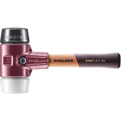 Immagine prodotto di Mazza SIMPLEX soft-face, composizione gomma / superplastica; con alloggiamento in ghisa malleabile e manico in legno extra corto di alta qualità | D=60 mm / design del manico=extra corto | 3027.062