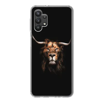 Produktbild von MuchoWow® Handyhülle Schutzhülle Hülle für Samsung Galaxy A32 5G Löwe - Horn - Schwarz Silikon Softcase Handy Hülle - Softcase