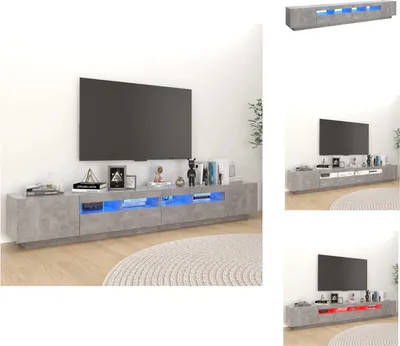 Produktbild von vidaXL TV-Schrank mit LED-Leuchten Betongrau 260x35x40 cm - TV-Möbel