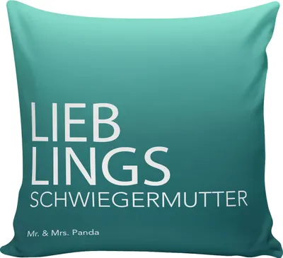 Produktbild von Mr. & Mrs. Panda Kissen 40x40 Schwiegermutter - Aquarellblau - Geschenk, couch, angeheiratet, Spruch, Dekokissen, Schwiegermama, für sofa, Dankeschön, kuschelkissen