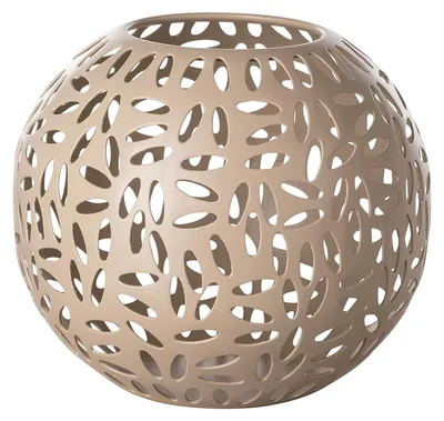 Produktbild von FINK Windlicht DARIA - Kugel aus Eisen pulverbeschichtet, taupe matt, H 15 cm, Ø 17 cm, Kerzenhalter mit Lichtspiel