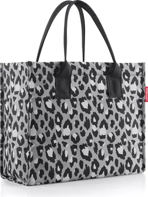 Produktbild von reisenthel Shopper Tasche daily shopper, Schwarz Leo Nero, 42x17x35cm, 14 L, 14kg, aus recyceltem Polyester, wasserabweisend, mit Schultergurt, Reißverschlussinnentasche, stabilem Boden, Metalldruckknopf-Verschluss