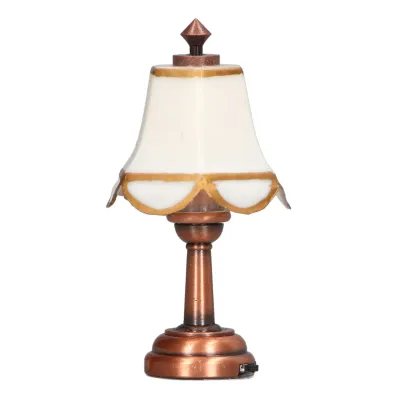Obrázek produktu pro Miniaturní lampa v měřítku 1/12, bílá, celková výška 6 cm, na baterie, kov, LED, lampa do domečku pro panenky, rekvizita pro dekoraci