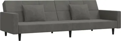 Produktbild von vidaXL Schlafsofa 2-Sitzer mit 2 Kissen Dunkelgrau Samt