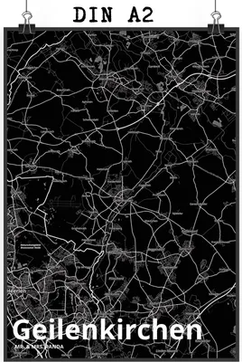 Produktbild von Mr. & Mrs. Panda Bild Geilenkirchen DIN A2 - Geschenk, drucke, Wandbild, Stadt, wanddeko, Kunstdruck, Dorf Karte Landkarte Map Stadtplan, poster