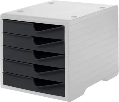Produktbild von styro Schubladenbox styroswingbox anthrazit 275-8430.181, DIN C4 mit 5 Schubladen