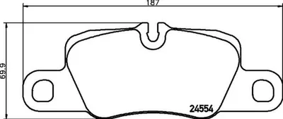 Produktbild von HELLA 8DB 355 015-651 Bremsbeläge Satz Hinten Bremsklötze für PORSCHE PANAMERA PANAMERA (971) 911 (991) 911 Cabriolet (991) Panamera Sport Turismo