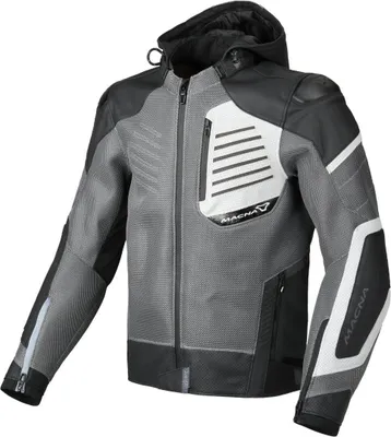 Obrázek produktu pro Macna Risant perforovaná motocyklová kožená/textilní bunda, šedá/černá/bílá, 56