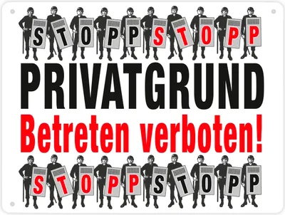 Produktbild von Privatgrund Metallschild XL in 21x28 cm in weiß mit Spruch Betreten verboten