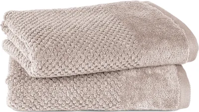 Produktbild von Pure Label 2-TLG Handtücher Set mit Aufhängeschlaufen aus Baumwolle, saugstark und weich | 2er Pack Handtücher 50x100 cm aus Baumwolle, Beige-Taupe