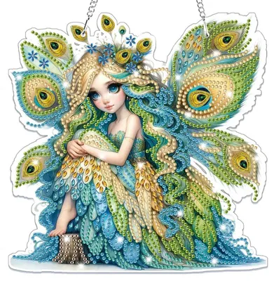 Immagine prodotto di Set per creare ciondoli "Diamond Painting" a forma di pavone, ideale per decorazioni da appendere, adatto a bambini e adulti
