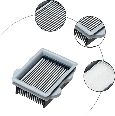 Collage showing close-ups of a vacuum cleaner filter.