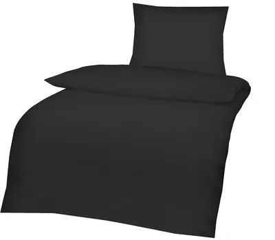 Immagine prodotto di Biancheria da letto Uni - Colore: Nero - Tessuto: Renforcé - Set da 2 pezzi: lenzuolo da 135x200 cm e federa da 80x80 cm