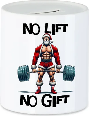 Produktbild von No Lift No Gift Spardose Weihnachten Fitness Gym Muskelkraft Bodybuilding