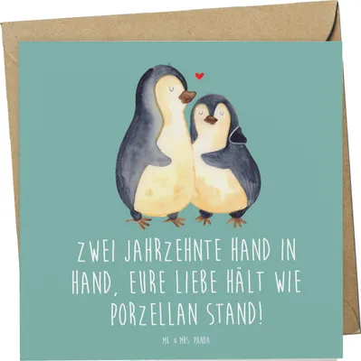 Produktbild von Mr. & Mrs. Panda Grußkarte 20. Hochzeitstag Porzellanhochzeit - Meeresbrise - Geschenk, Hochzeit, Geschenke, Besondere Anlässe, Heirat, Glückwunschkarte, anlasskarte