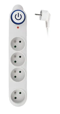 Obrázek produktu pro Solight Bílá přepěťová ochrana, vypínač, 4 zásuvky, 1.5m PO46