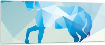 Produktbild von Bilder auf glas - Pferd Illustration modern Grafik - 140x50cm - Glasbilder - Wandbilder - Kunstdruck - zum Aufhängen bereit - Wanddekoration aus Glas - Glas Bilder - Wandbild auf Glas - GAB140x50-2814